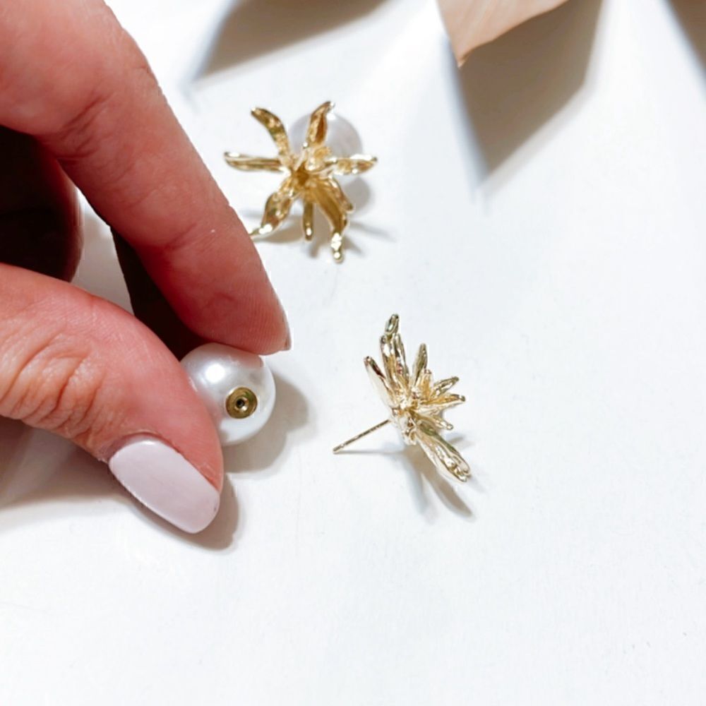 Flower statement earrings N357 - Picture 5 of 5